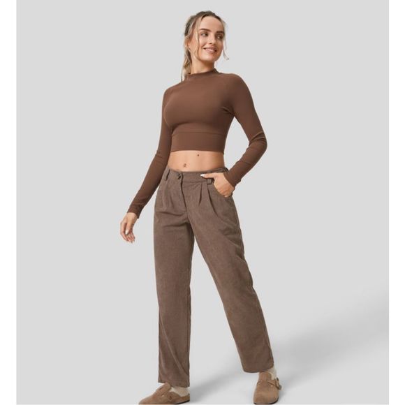 Halara Corduroy Casual Pants Cocoa Brown Size S - Picture 7 of 13